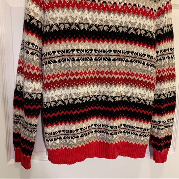 Crystal Kobe Red Black Cream Button Up Sweater L - Picture 6 of 8